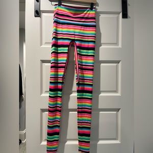 K Deer Neon Stripped Leggings Sz M